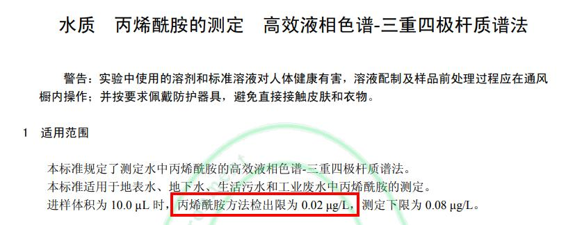 丙烯酰胺的方法检出限为0.02μg L.png